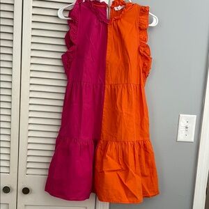 Vibrant Pink and Orange Women's Dress